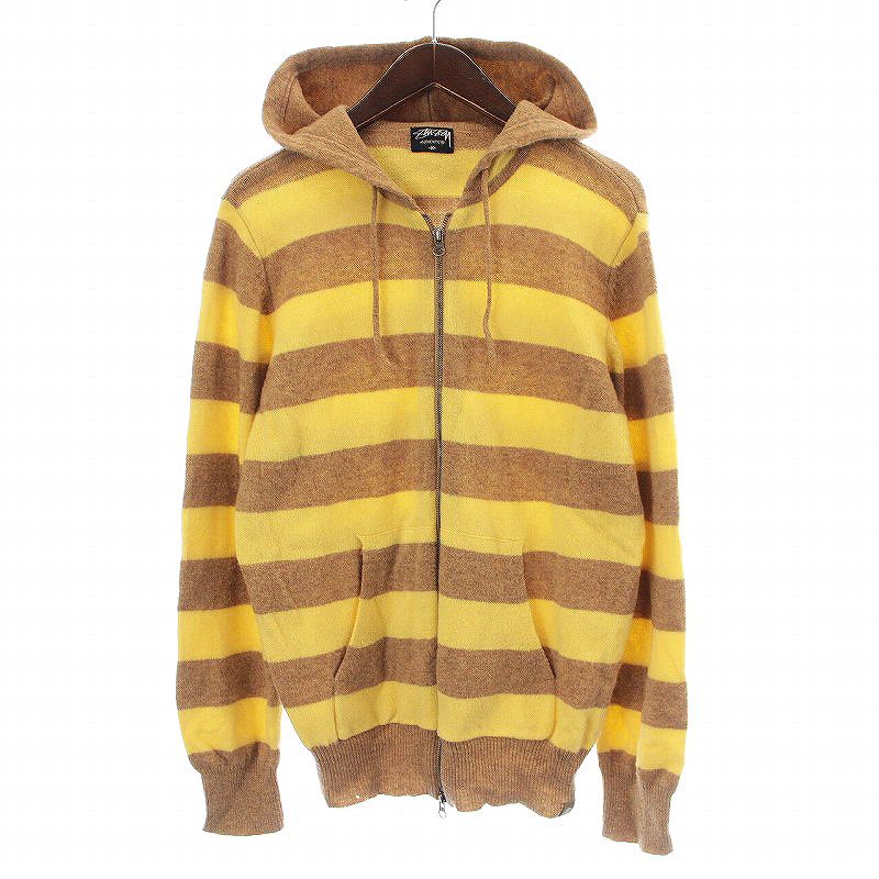 ステューシー STUSSY ニットパーカー ジップアップ フード 長袖 ウール 