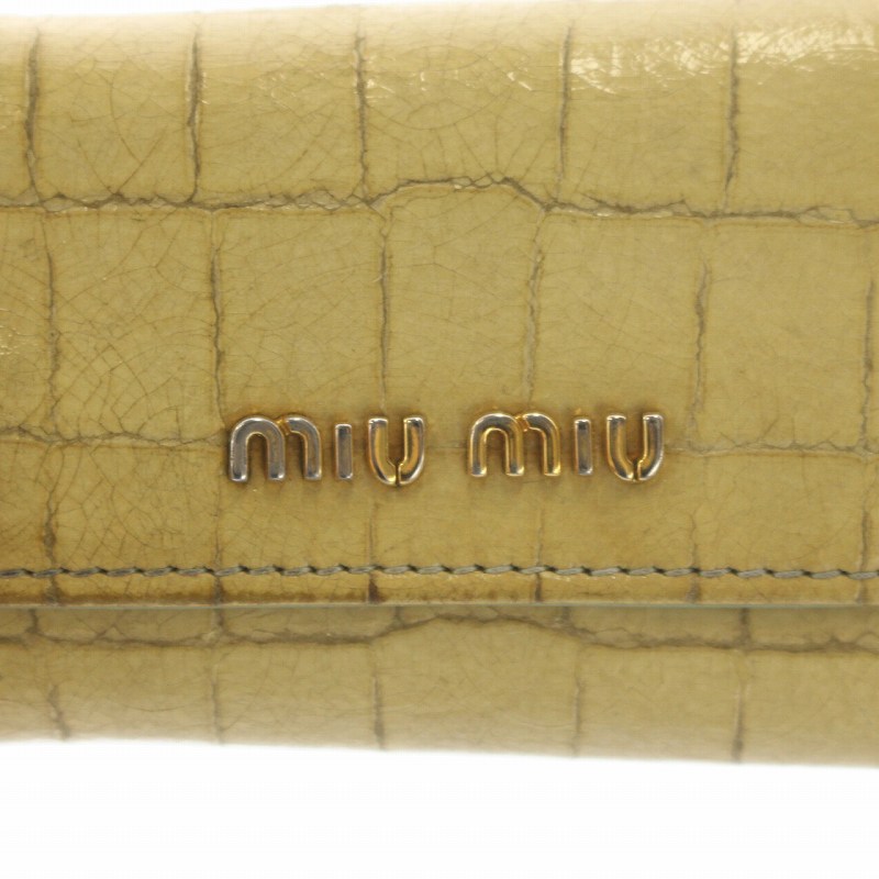 ミュウミュウ miumiu キーケース 6連 三つ折り ロゴ クロコ型押し 
