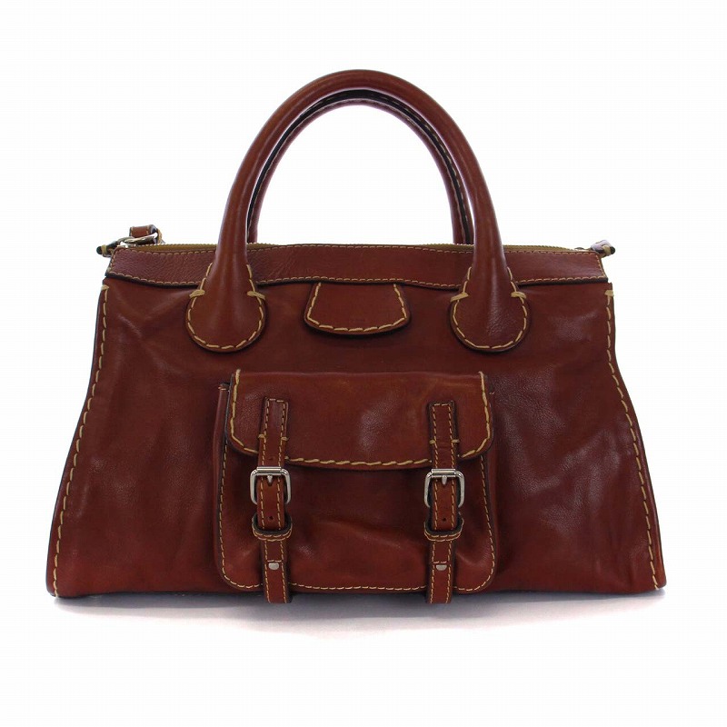 クロエ CHLOE エディス ハンドバッグ トートバッグ レザー 茶 ブラウン 