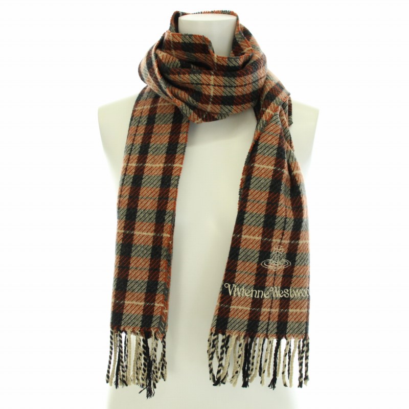 Vivienne Westwood マフラー チェック柄 ウール　ブラウン 楽天市場】ヴィヴィアンウエストウッド マフラー レディース
