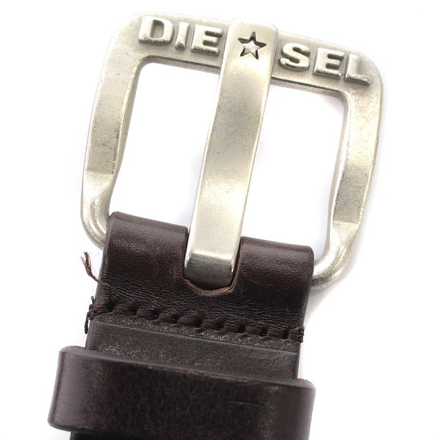 ディーゼル DIESEL ベルト レザー シルバーバックル 85/34 茶 ブラウン 