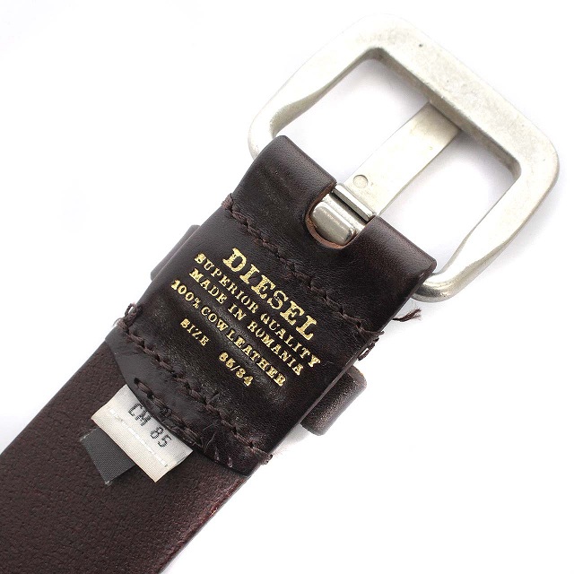 ディーゼル DIESEL ベルト レザー シルバーバックル 85/34 茶 ブラウン 