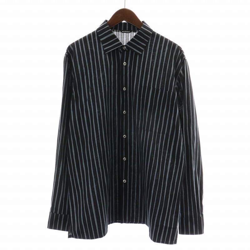 マリメッコ marimekko シャツ カジュアルシャツ 長袖 ストライプ M 黒 