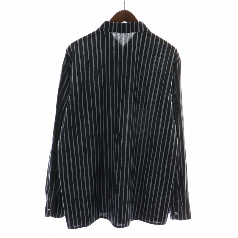 マリメッコ marimekko シャツ カジュアルシャツ 長袖 ストライプ M 黒 
