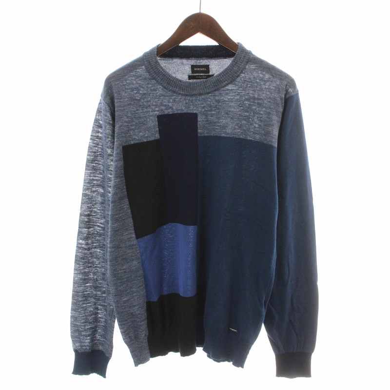 ディーゼル DIESEL ニット セーター パッチワーク クルーネック 長袖 