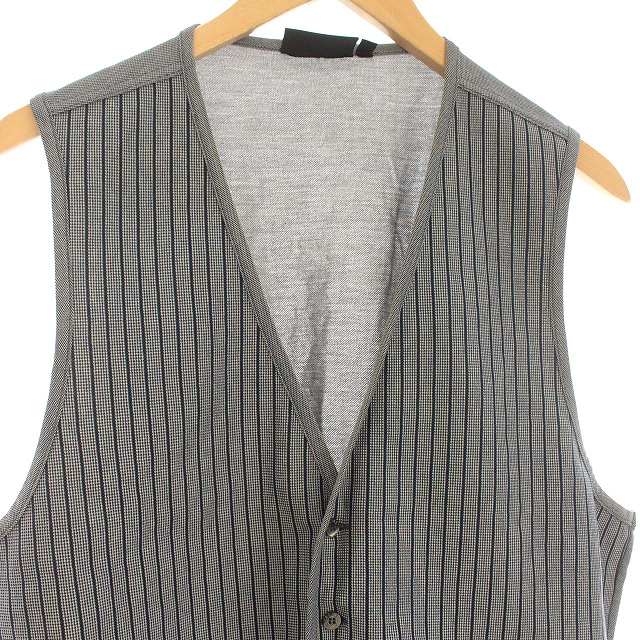 セリーヌ CELINE ベスト ジレ 鹿の子 ストライプ XL グレー ネイビー 