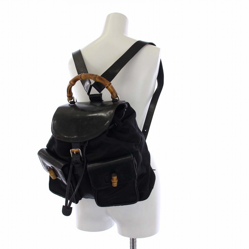 GUCCI リュックサック バックパック ナイロン エナメル 黒