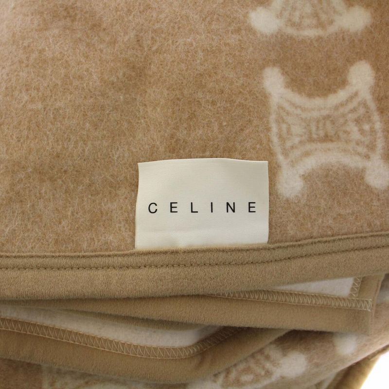 美品 ★CELINE★ ブランケット ひざ掛け マカダム ウール ベージュ セリーヌ CELINE マカダム 毛布 ブランケット 大判 ウール 140