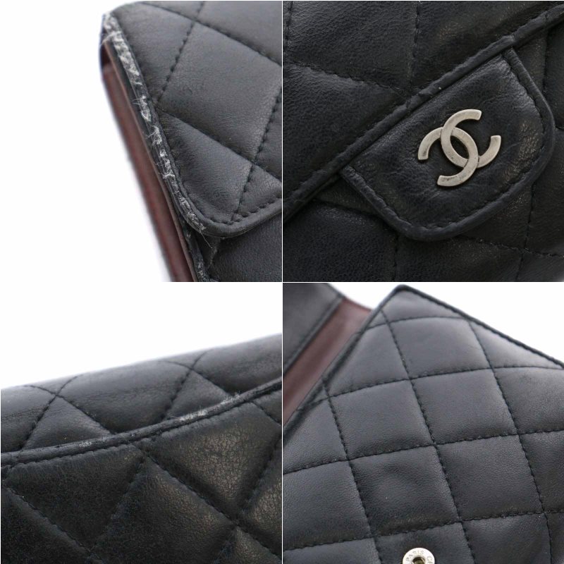 シャネル CHANEL 長財布 三つ折り マトラッセ レザー ラムスキン ココ