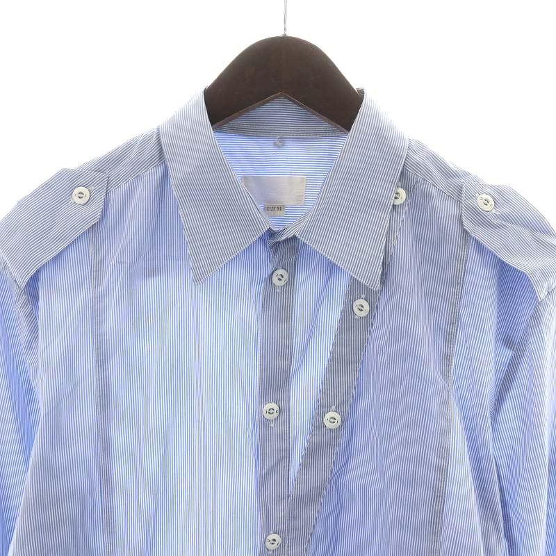 ディーゼル DIESEL シャツ 長袖 ストライプ コットン XL 青 ブルー