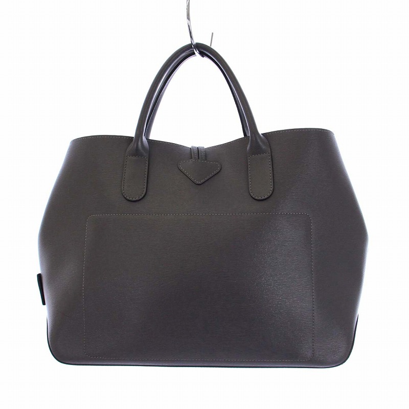 ロンシャン LONGCHAMP トートバッグ ハンドバッグ レザー グレー /KH  