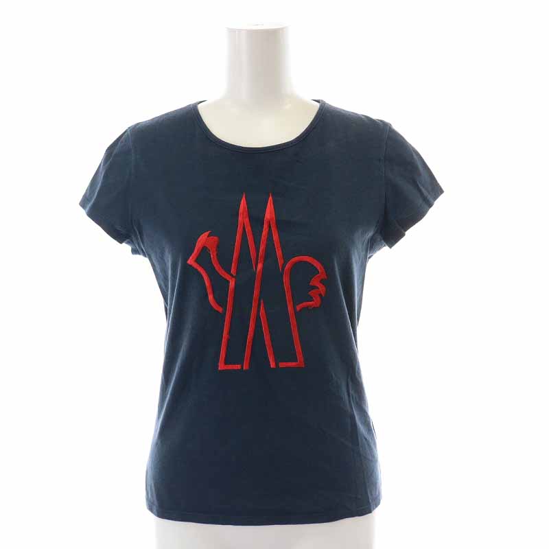 モンクレール MONCLER Tシャツ カットソー ロゴ刺繍 半袖 XS 紺  
