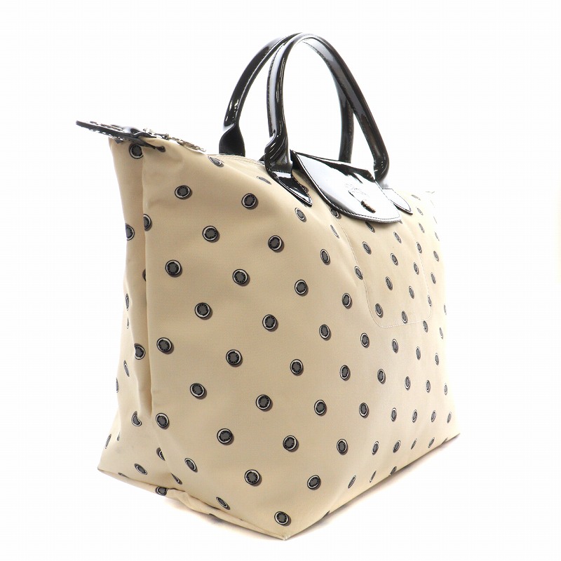 贅沢品 プリアージュ LONGCHAMP ロンシャン トートバッグ 水玉 エナメル バッグ