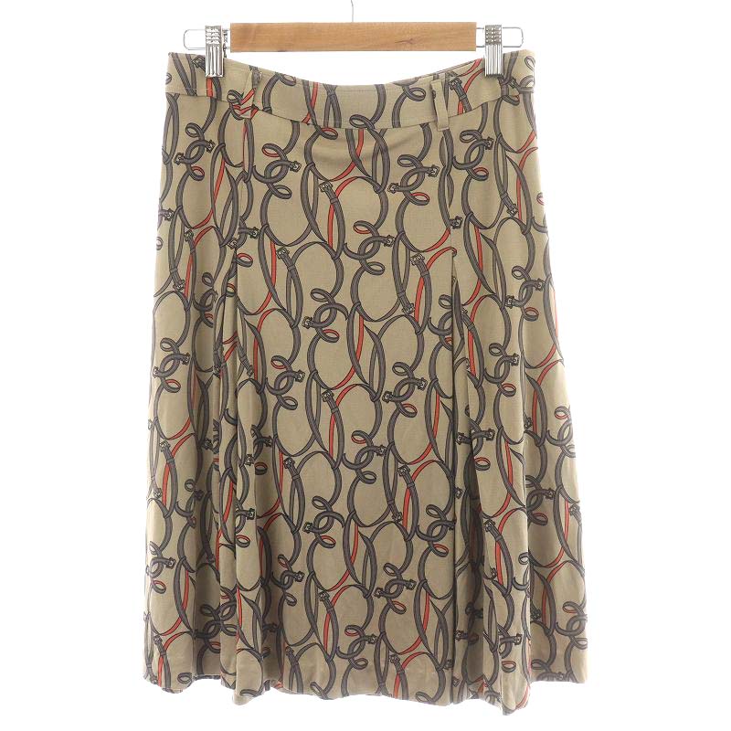 BURBERRY ベージュ フレアスカート ひざ丈 中古】バーバリー knitted  