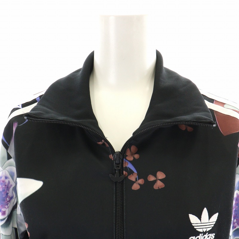 adidasトラックジャケット フローラル ブラック×マルチカラーOT
