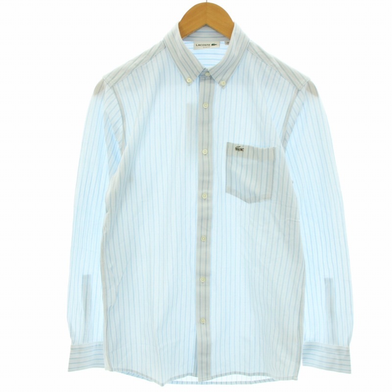 ラコステ 半袖シャツ LACOSTE ビズポロ シルバーワニ ストライプ LACOSTE L!VE（ラコステライブ） 2トーンストライプ 新品、未使用　ラコステ Lacoste ストライプ ビズポロシャツ