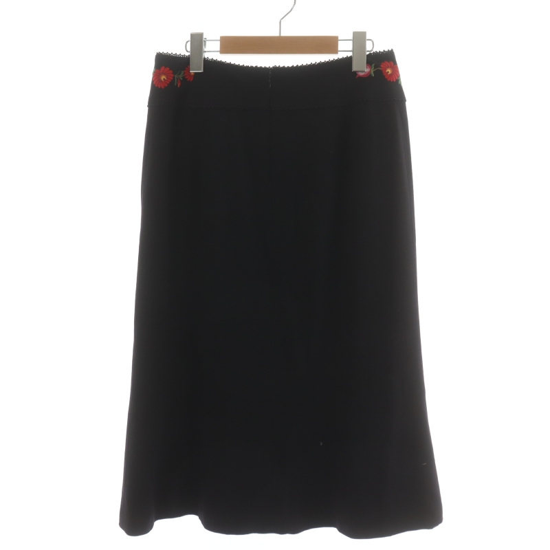 ケイタマルヤマ KEITA MARUYAMA フレアスカート 花刺繍 ウール ロング  