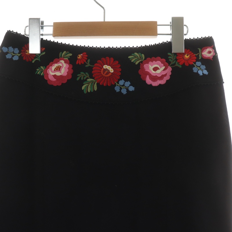 ケイタマルヤマ KEITA MARUYAMA フレアスカート 花刺繍 ウール ロング  