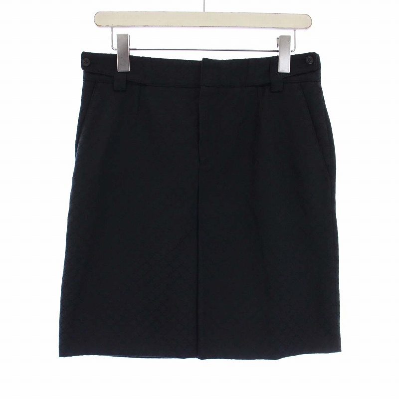 グッチ GUCCI タイトスカート ひざ丈 刺繍 総柄 42 M 黒 ブラック  