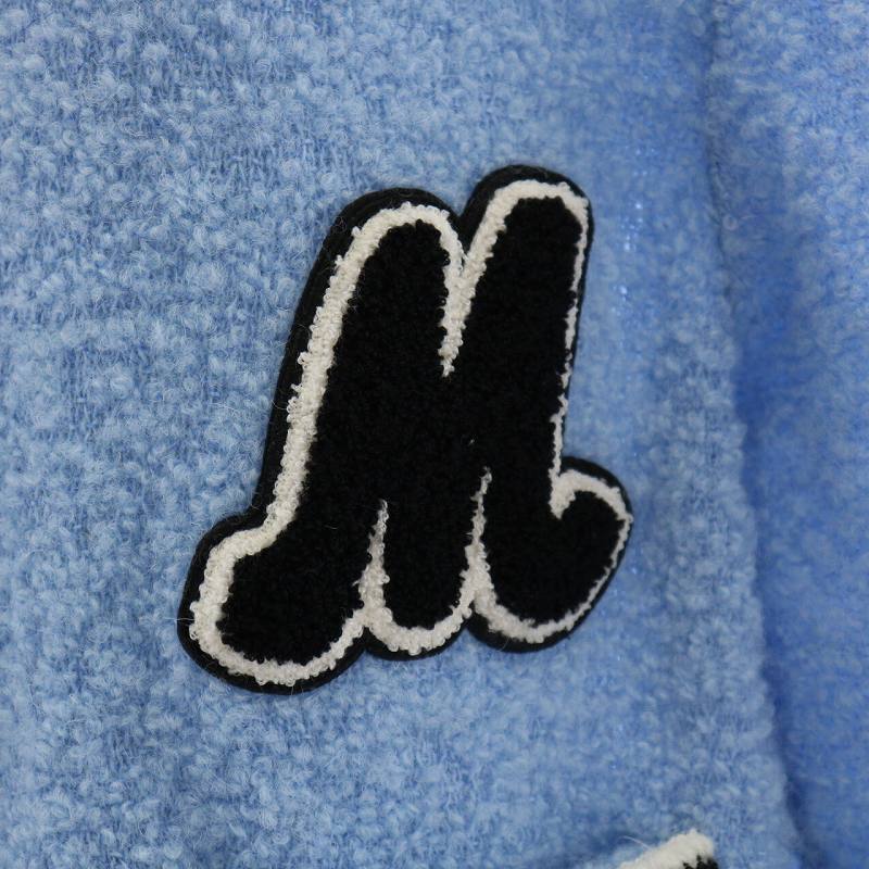 ミュウミュウ miumiu カーディガン ウール レタード ワッペン 38 7 S  