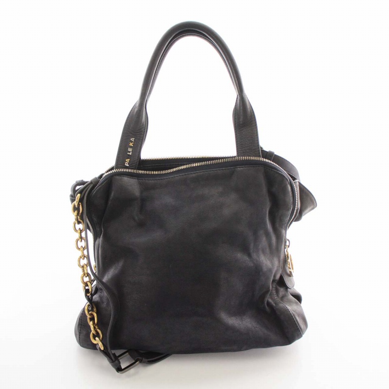 ポールカ PAULE KA ショルダーバッグ ハンドバック 2WAY レザー 紺 