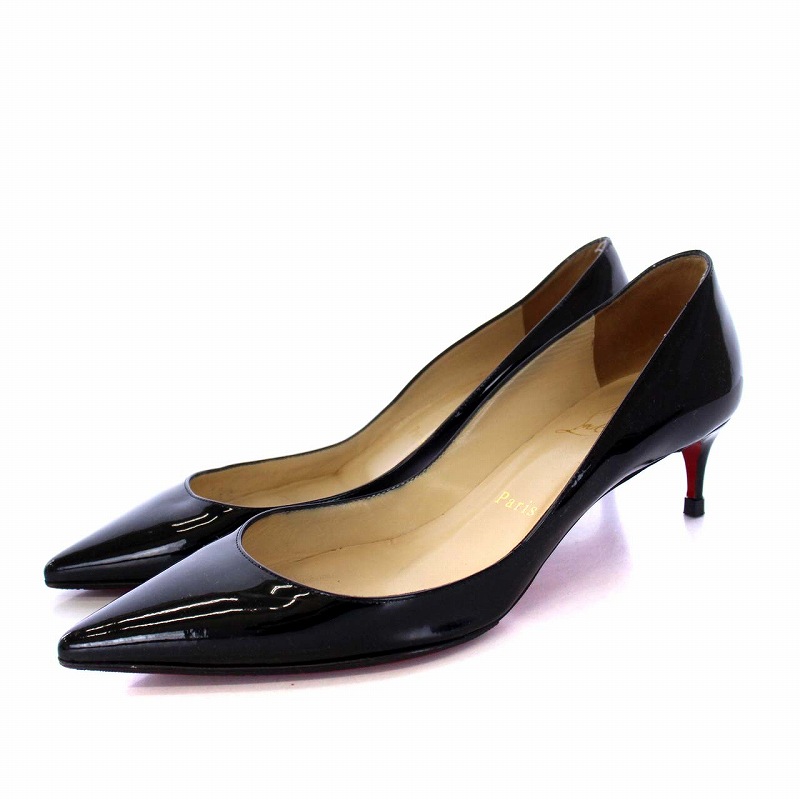 クリスチャンルブタン ハイヒール サイズ:38 1/2 ブラック エナメル  