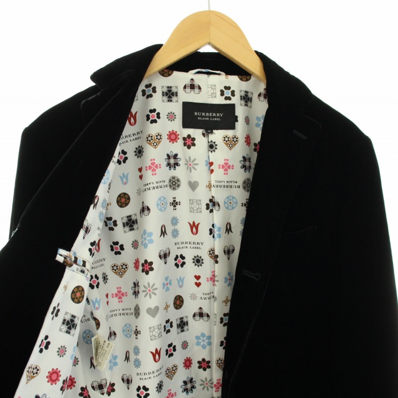 【バーバリーブラックレーベル】テーラードジャケット Lサイズ 裏地総柄 バーバリーブラックレーベル BURBERRY BLACK LABEL テーラード