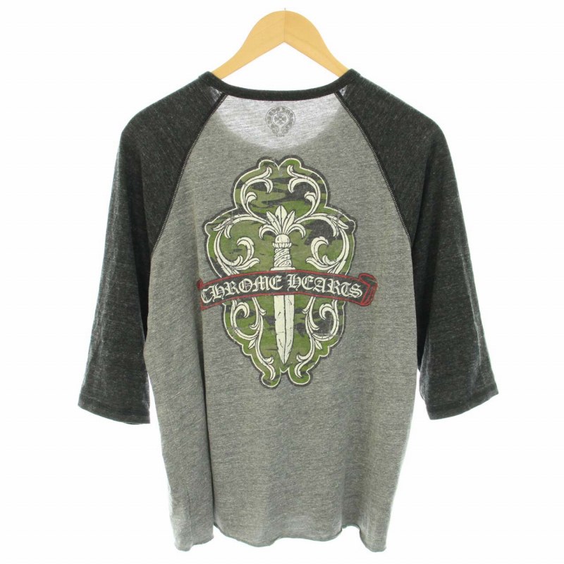 クロムハーツ CHROME HEARTS ダガープリントヘンリーネックラグランT 