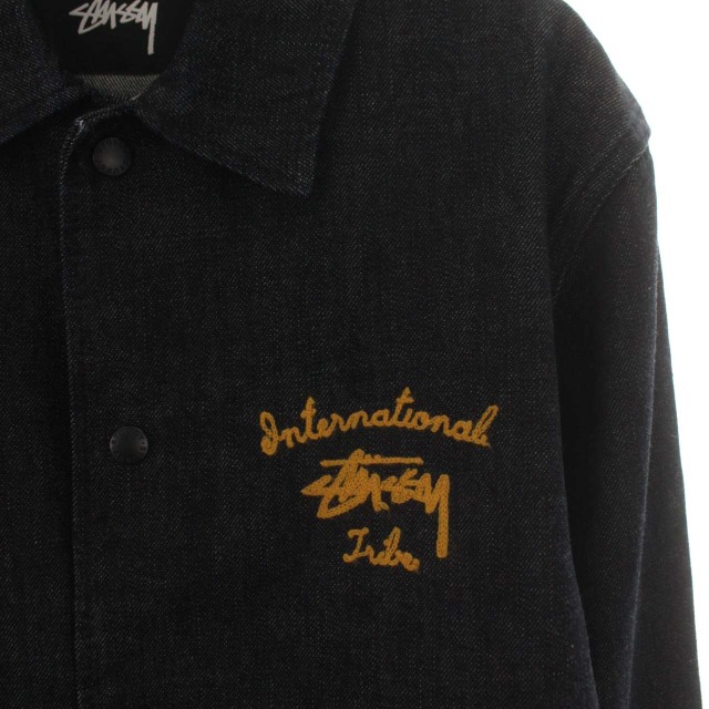 【美品 】Stüssyデニム チェーン刺繍 コーチジャケット Ｍサイズ ステューシー STUSSY デニムコーチジャケット ロゴ 刺繍