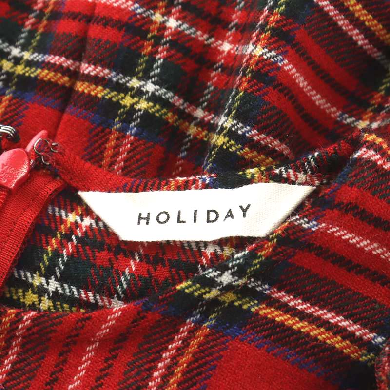 ホリデイ holiday ワンピース ミモレ ロング チェック柄 パフスリーブ 