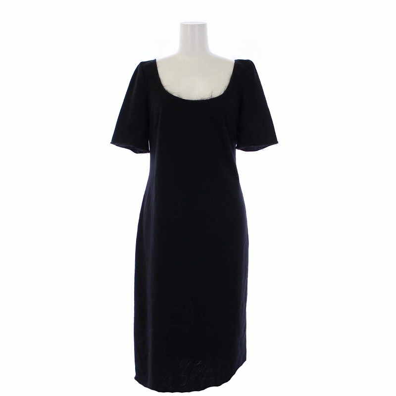 プラダ PRADA ワンピース ロング 半袖 ウール 38 S 黒 ブラック /KH  