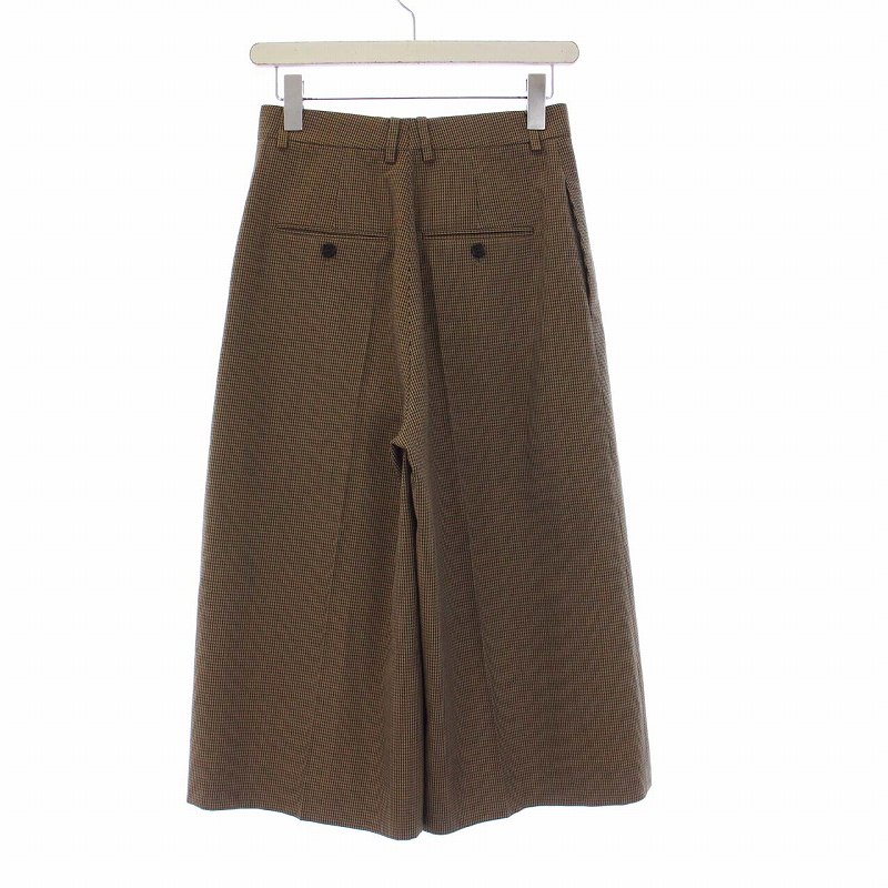 セリーヌ CELINE 20AW ガウチョパンツ ワイド チェック 茶 ブラウン 