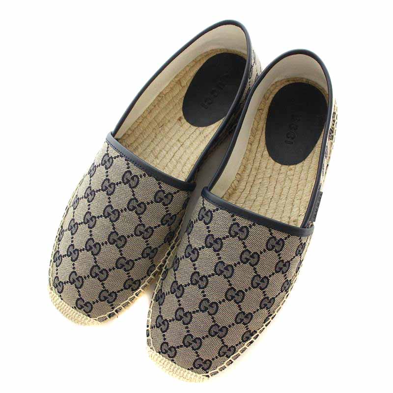 グッチ GUCCI エスパドリーユシューズ フラットシューズ GGキャンバス 