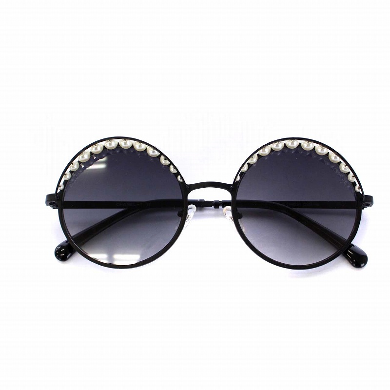 シャネル CHANEL パール ラウンド サングラス 黒 ブラック CH4234 /KH  