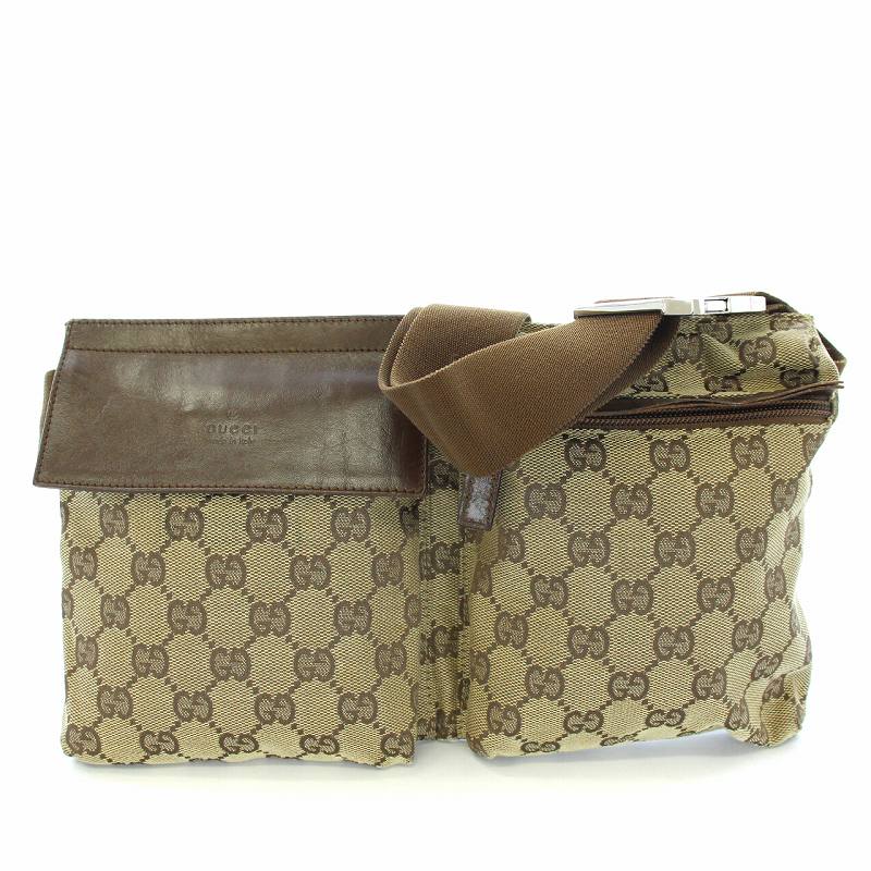 グッチ GUCCI GGキャンバス ショルダーバッグ ボディバッグ 茶 