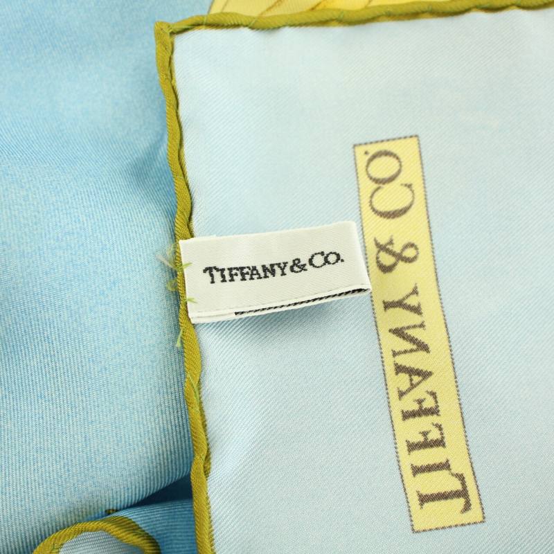 ティファニー TIFFANY & CO. スカーフ ひまわり柄 絹 シルク 水色