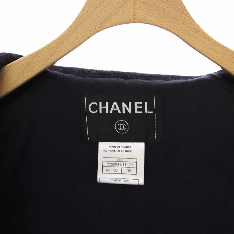 シャネル CHANEL 02A ツイード テーラードジャケット トッパー 裏地  