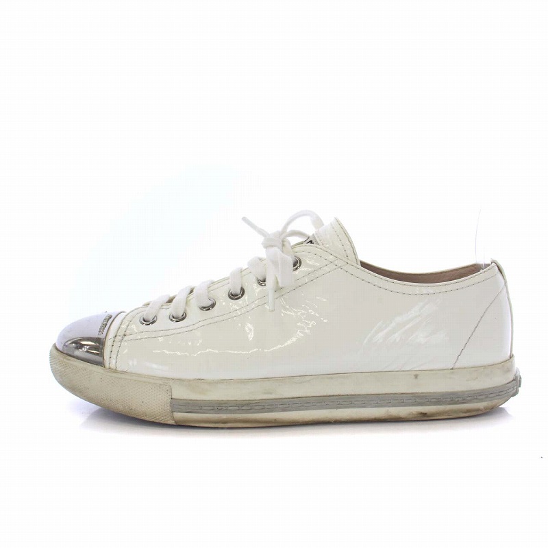 ミュウミュウ miumiu メタルトゥ ローカットスニーカー エナメル 39 