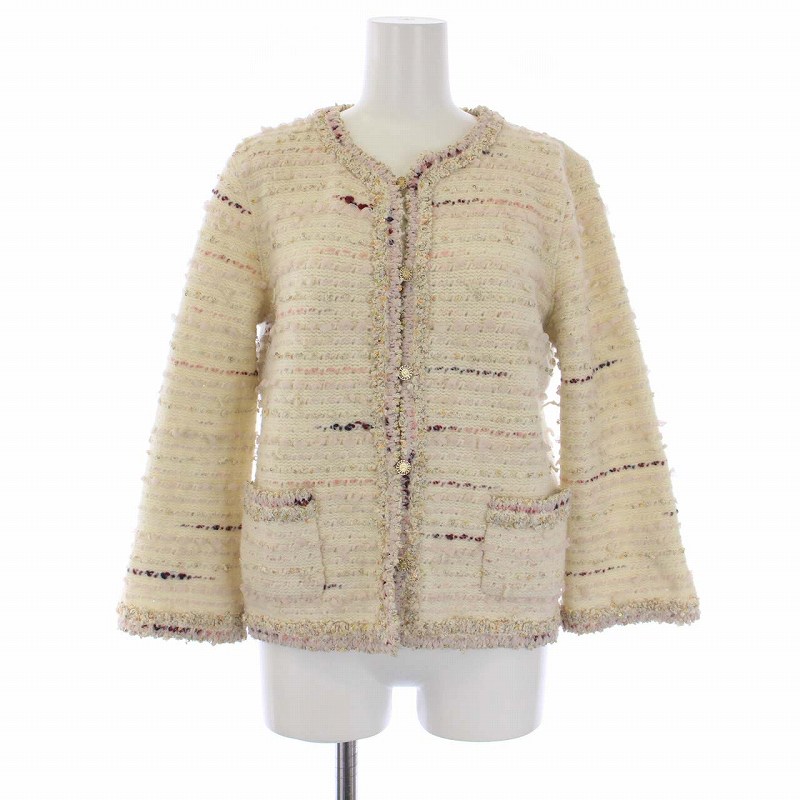 シャネル CHANEL 05A ニットカーディガン ノーカラージャケット 七分袖 