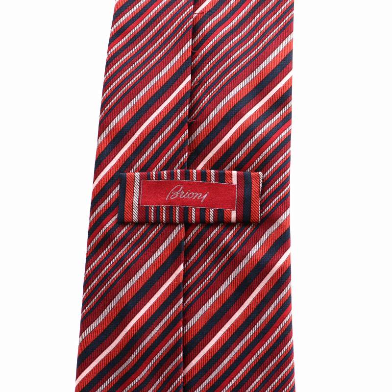 Brioni ブリオーニ ネクタイ ストライプ シルク100% レッド 赤