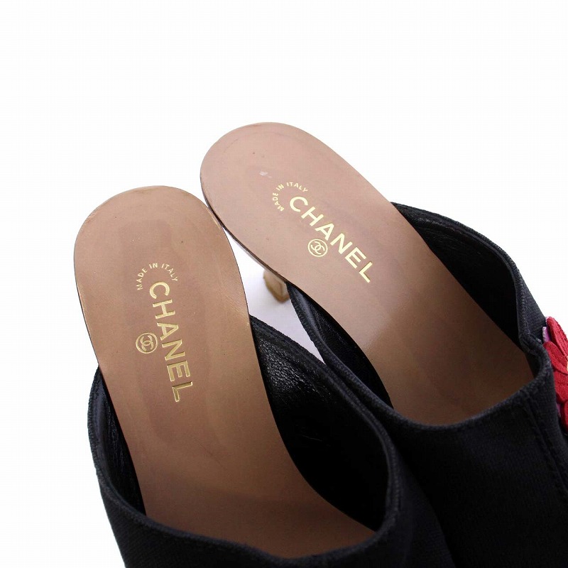 シャネル CHANEL ココマーク サンダル サボ ポインテッドトゥ ウッド 