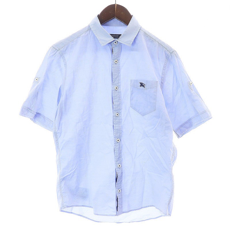 BURBERRY BLUE LABEL】半袖シャツ ロゴボタン ブラック L