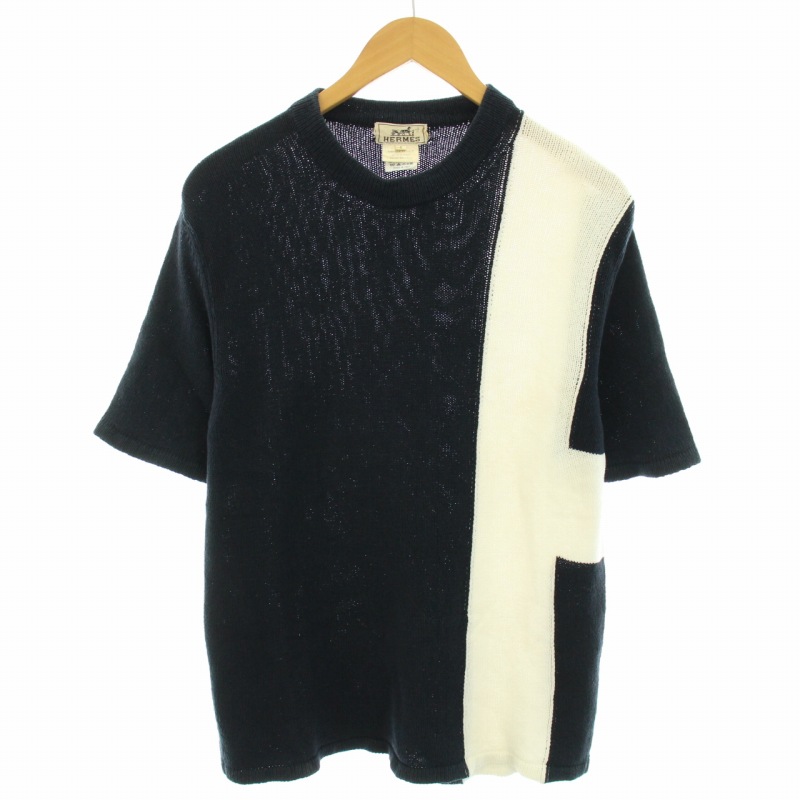 エルメス HERMES サマーニット セーター クルーネック 半袖 H柄  