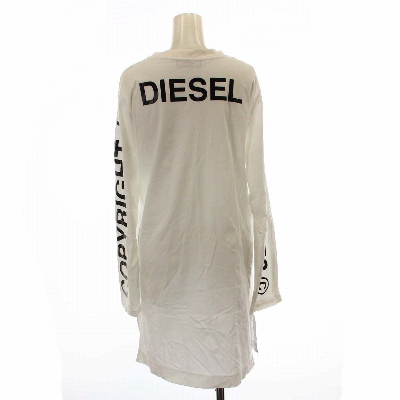 ディーゼル DIESEL Tシャツ カットソー ロンT 長袖 袖チャック XS 白 
