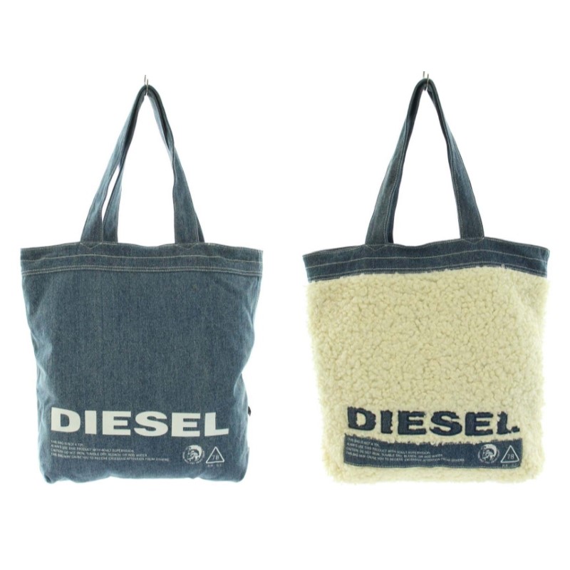 ディーゼル DIESEL デニム×ボア リバーシブル トートバッグ ロゴ 鞄 