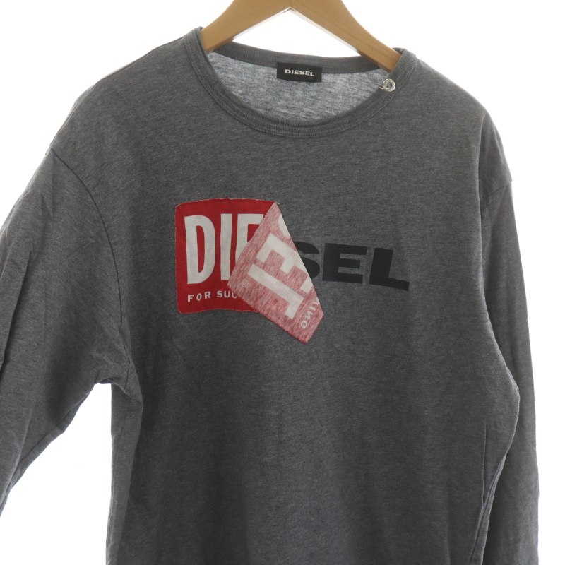 DIESEL 長袖カットソー グレー/レッド