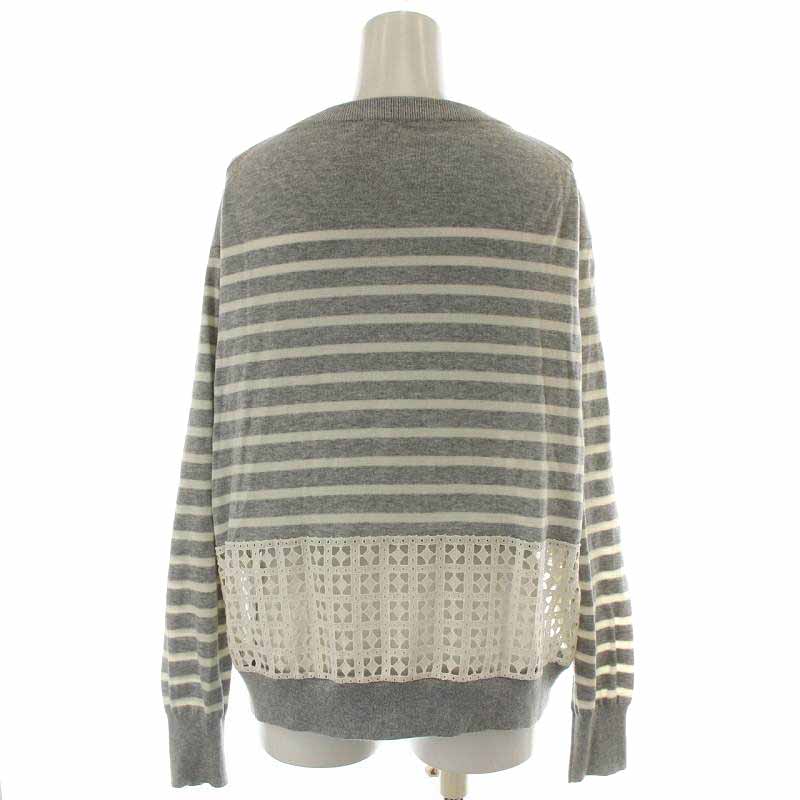サカイラック sacai luck ニットカーディガン レース切替 ボーダー  