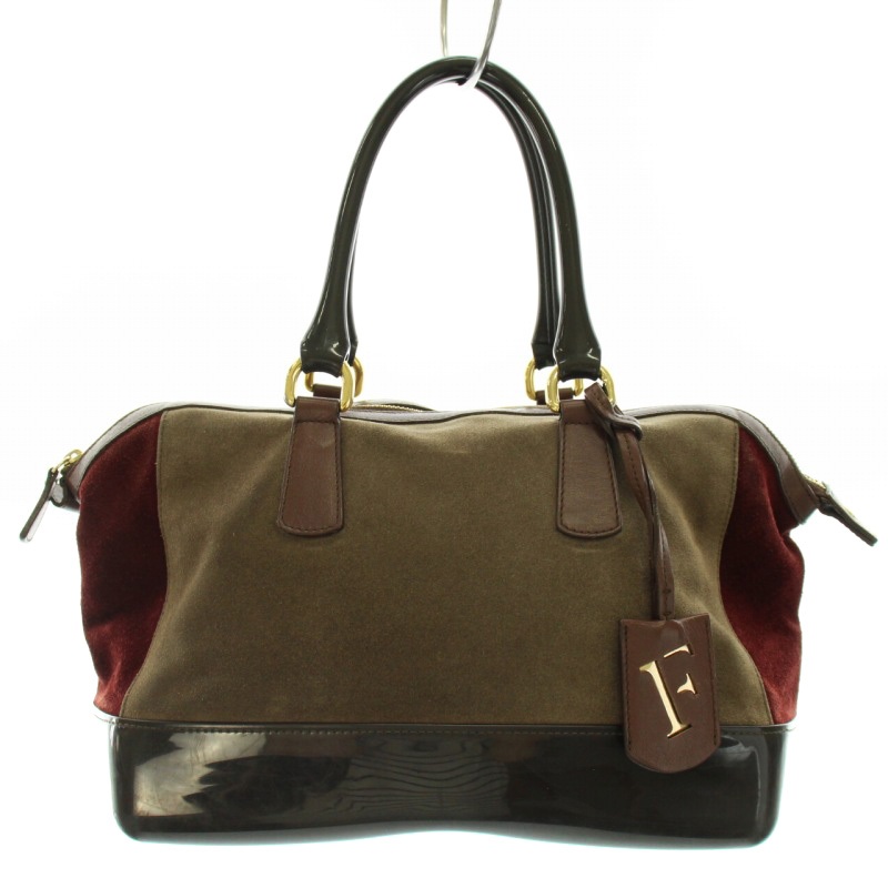 フルラ FURLA トートバッグ ミニボストンバッグ スエード ラバー 