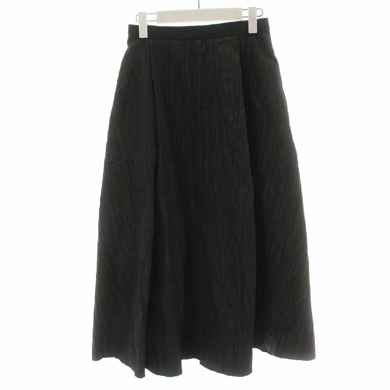 エンフォルド ENFOLD 17AW プリーツスカート ロング シワ加工 38 M 緑 
