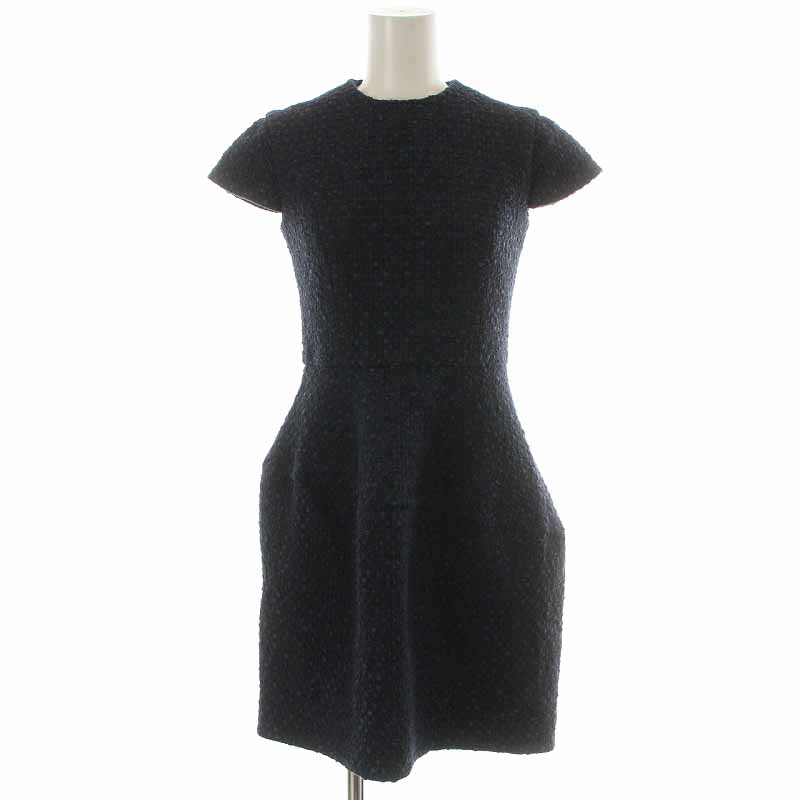 ヨーコチャン YOKO CHAN ツイードワンピース ひざ丈 コクーン  